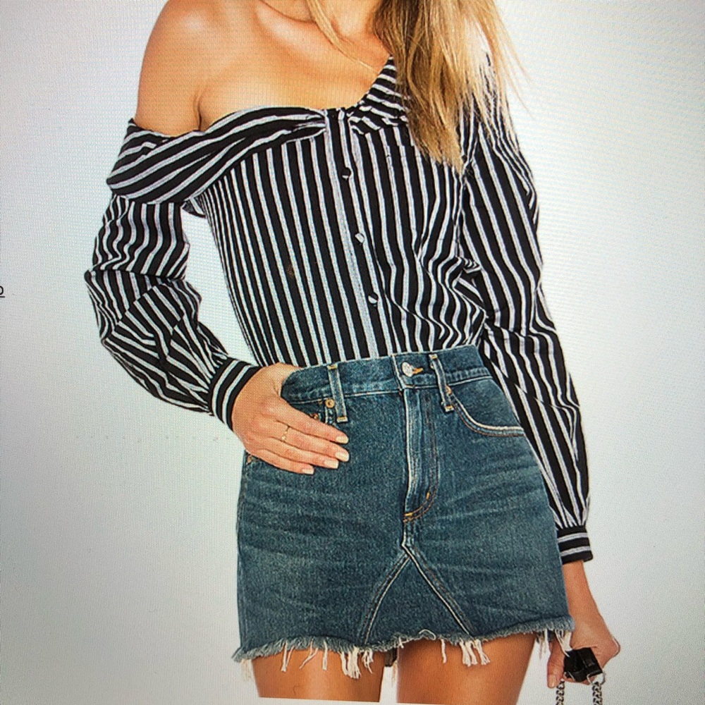 One shoulder button up blouse